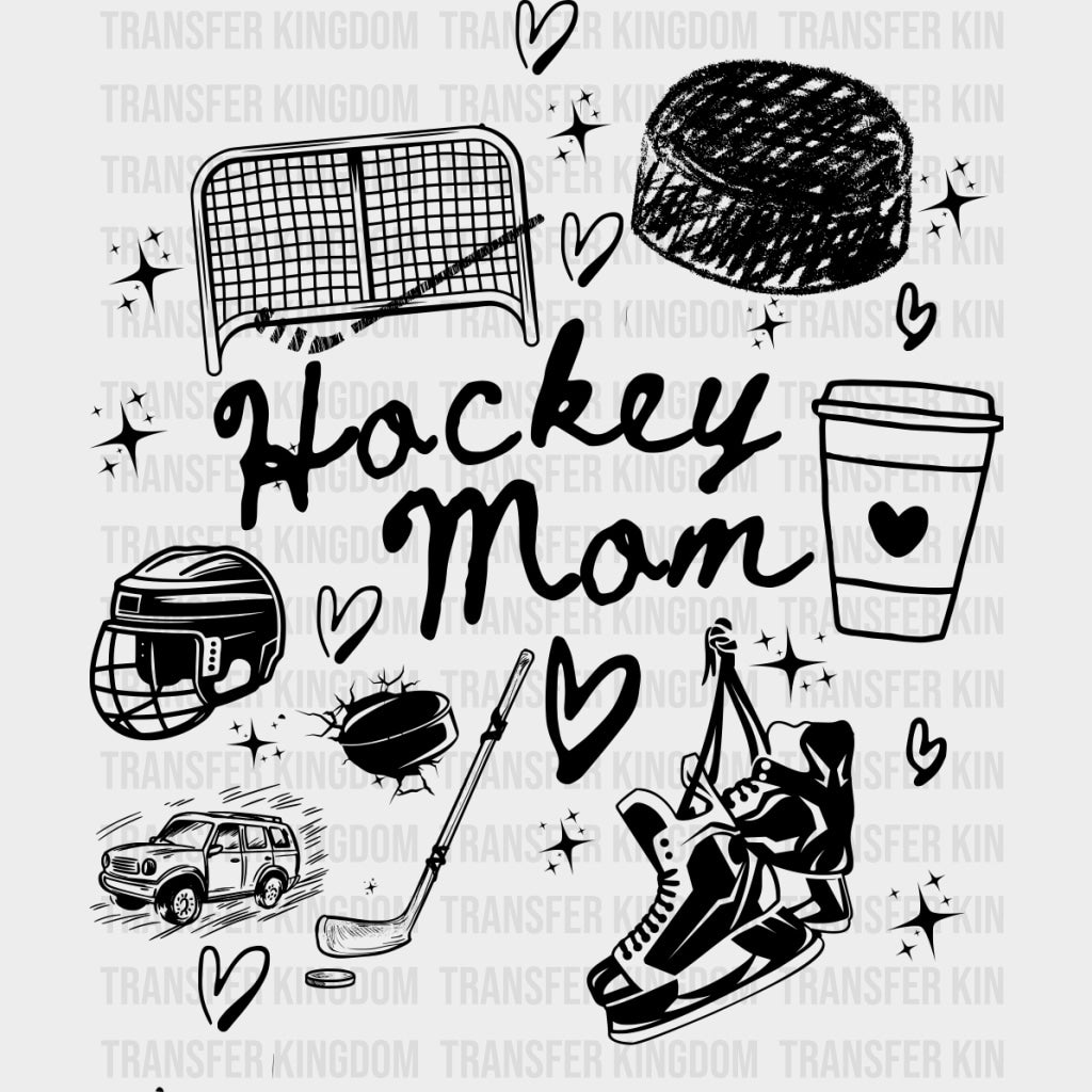 Hockey Mom - Hockey DTF Transfers Adult Unisex - S & M (10’’) / Dark Color Design (See Imaging)