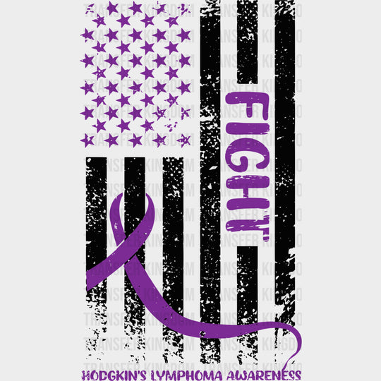 Hodgkin’s Lymphoma Awareness Purple US Flag - Lymphoma DTF Transfers Adult Unisex - S & M (10’’) / Dark Color Design