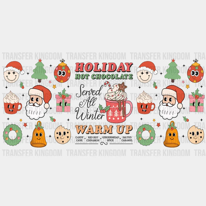 Holiday Hot Chocolate - Christmas Cup Wrap UV Sticker Permanent UV DTF Decal