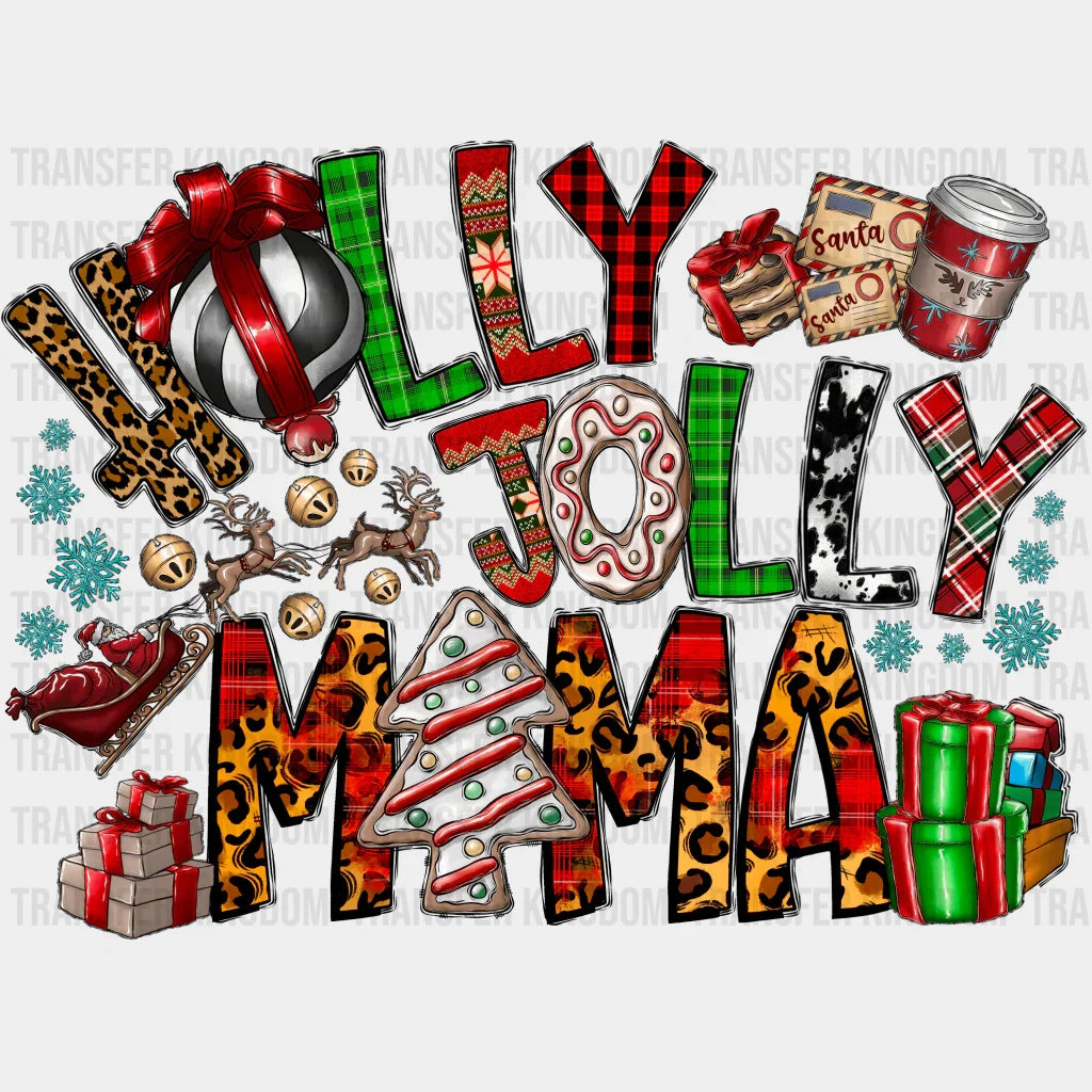 Holly Jolly Mama Christmas Design - Dtf Heat Transfer