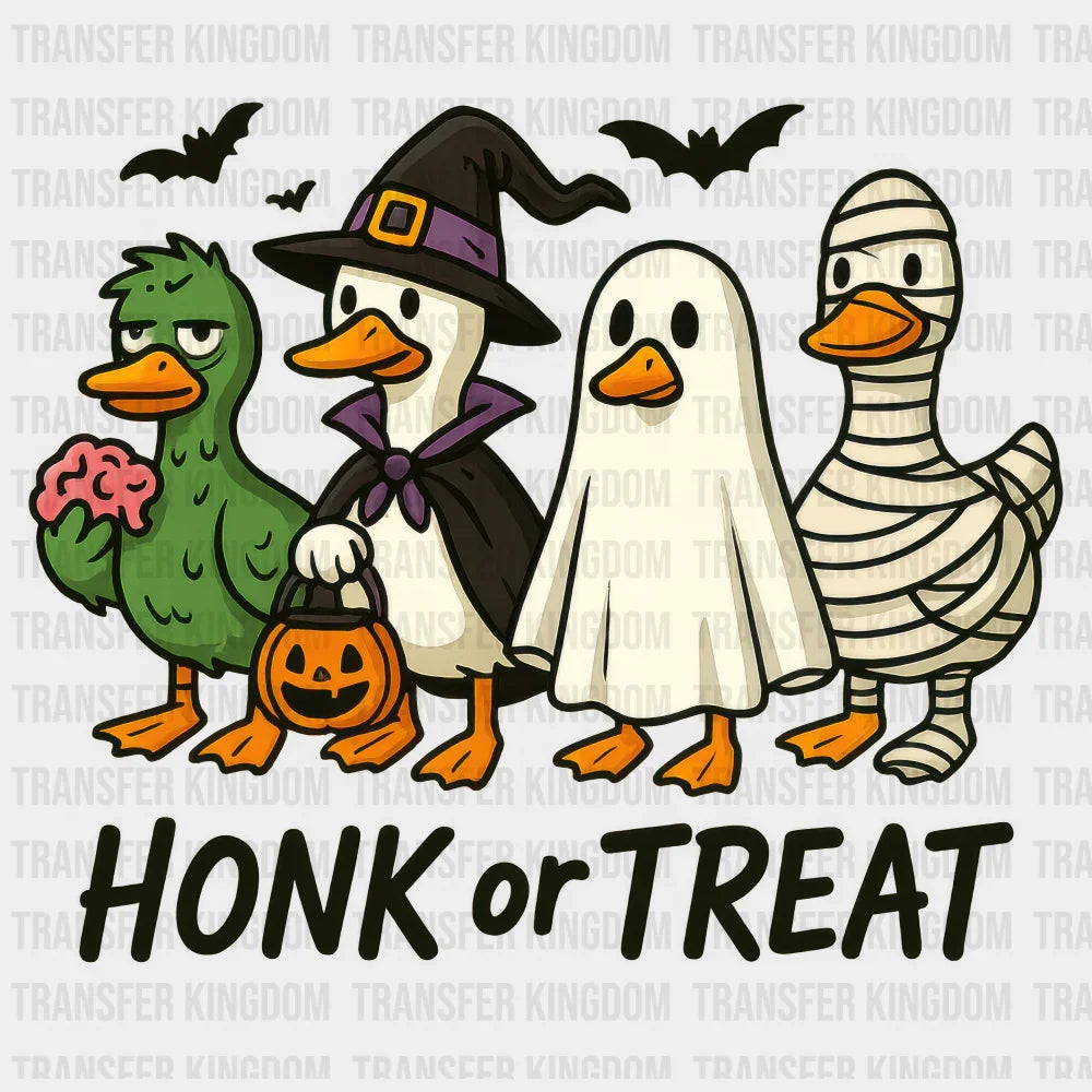 Honk Or Treat Black And White Halloween DTF Transfer Adult Unisex S & M (10’’) / Dark Color Design (See Imaging)