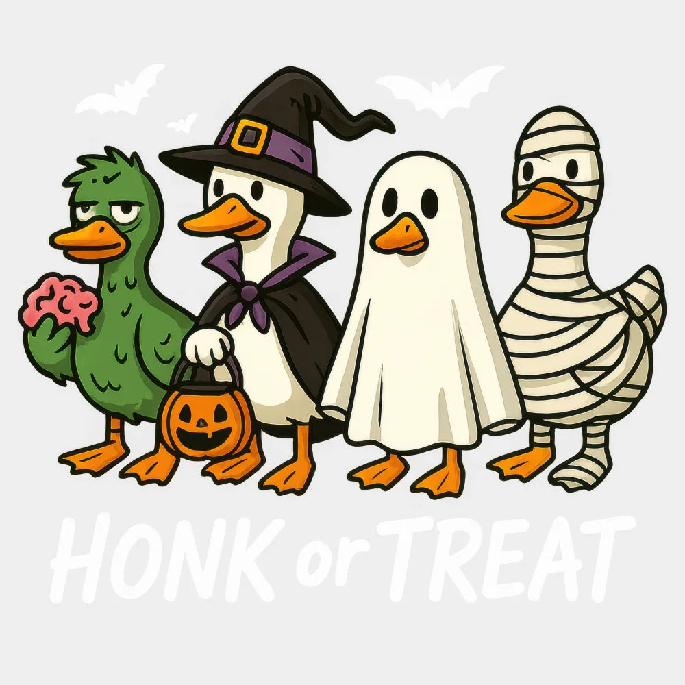 Honk Or Treat Black And White Halloween DTF Transfer Adult Unisex S & M (10’’) / Light Color Design (See Imaging)