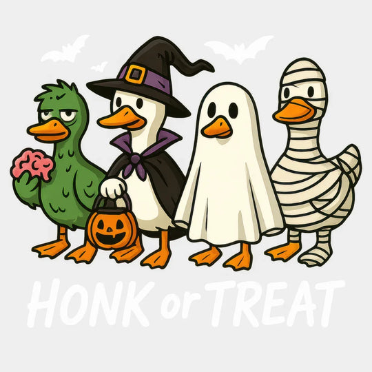 Honk Or Treat Black And White Halloween DTF Transfer Adult Unisex S & M (10’’) / Light Color Design (See Imaging)