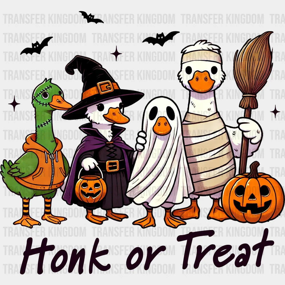 Honk Or Treat Gooses Halloween DTF Transfer Adult Unisex S & M (10’’) / Dark Color Design (See Imaging)