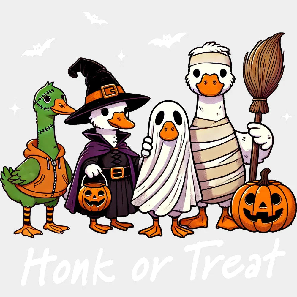 Honk Or Treat Gooses Halloween DTF Transfer Adult Unisex S & M (10’’) / Light Color Design (See Imaging)