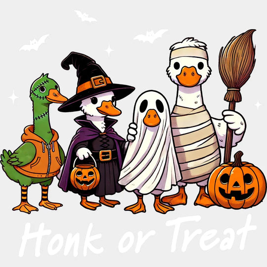 Honk Or Treat Gooses Halloween DTF Transfer Adult Unisex S & M (10’’) / Light Color Design (See Imaging)