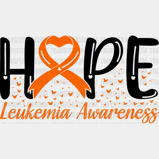 Hope Ribbon Design - Leukemia Dtf Heat Transfer Unisex S & M (10’’) / Dark Color See Imaging