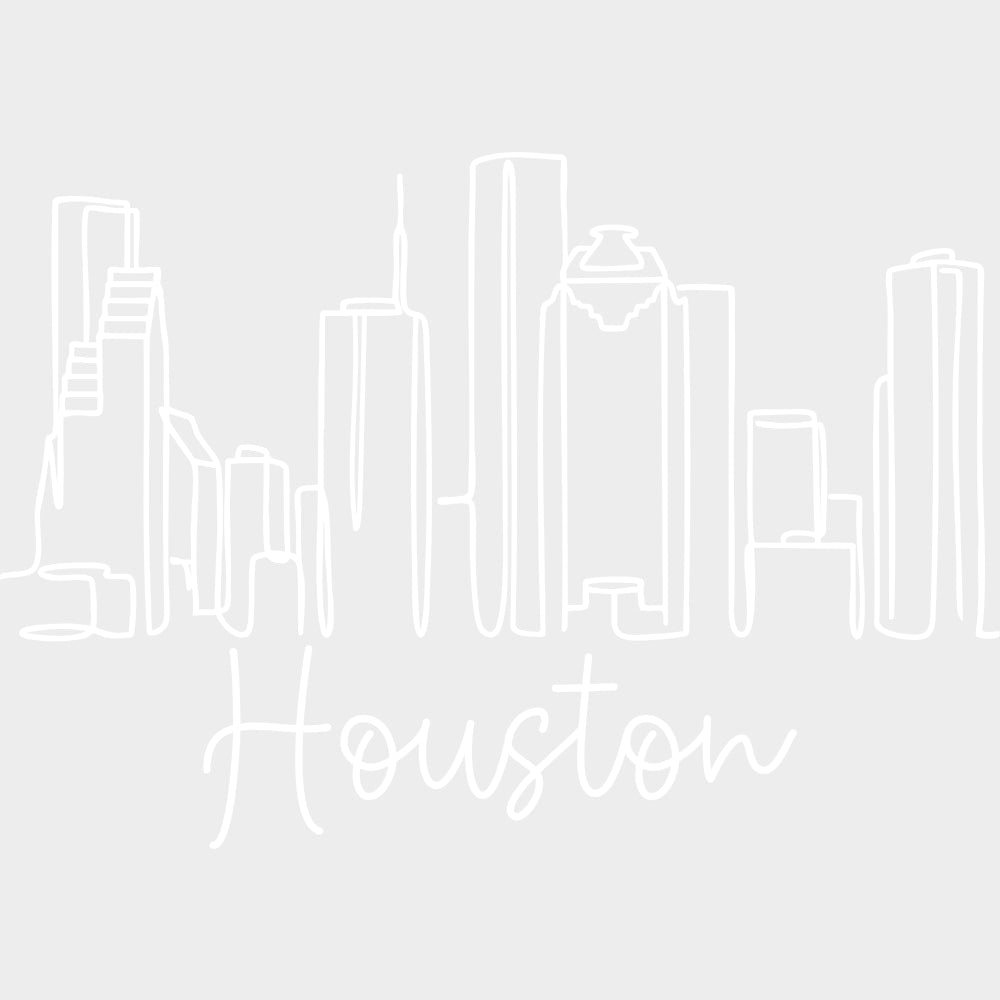 Houston B&W City Silhouette - States & Cities DTF Transfers Adult Unisex - S & M (10’’) / Light Color Design (See
