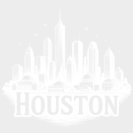 Houston City Drawing - States & Cities DTF Transfers Adult Unisex - S & M (10’’) / Light Color Design (See Imaging)