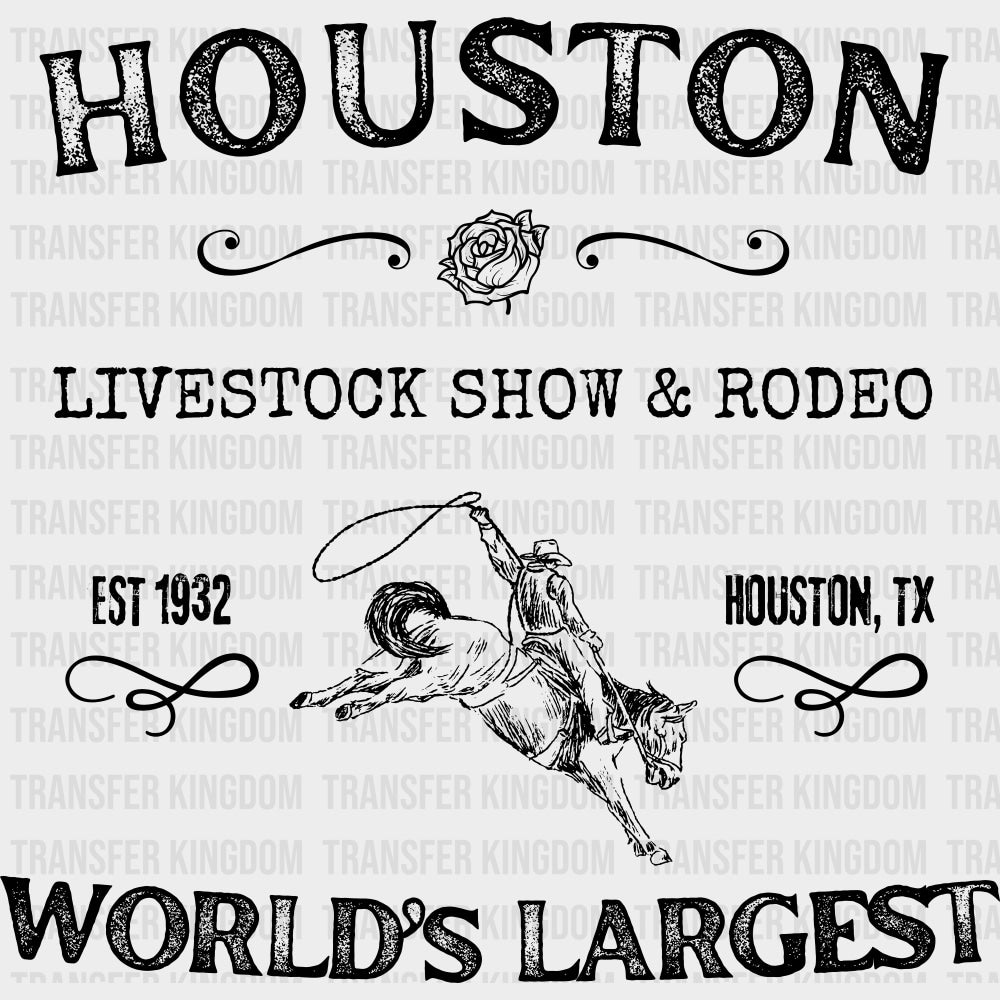 Houston Livestock Show & Rodeo - States & Cities DTF Transfers Adult Unisex - S & M (10’’) / Dark Color Design (See
