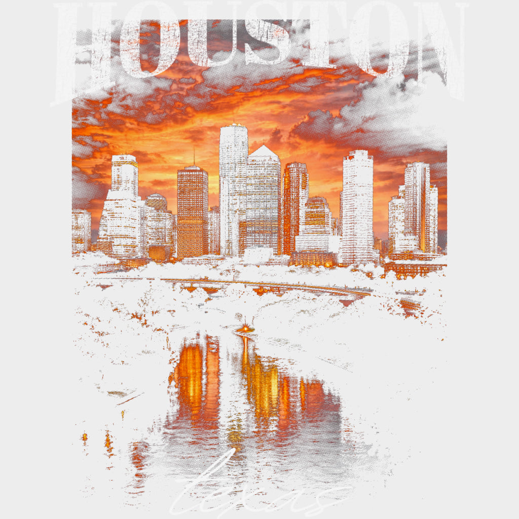 Houston Texas Sunset - States & Cities DTF Transfers Adult Unisex - S & M (10’’) / Light Color Design (See Imaging)