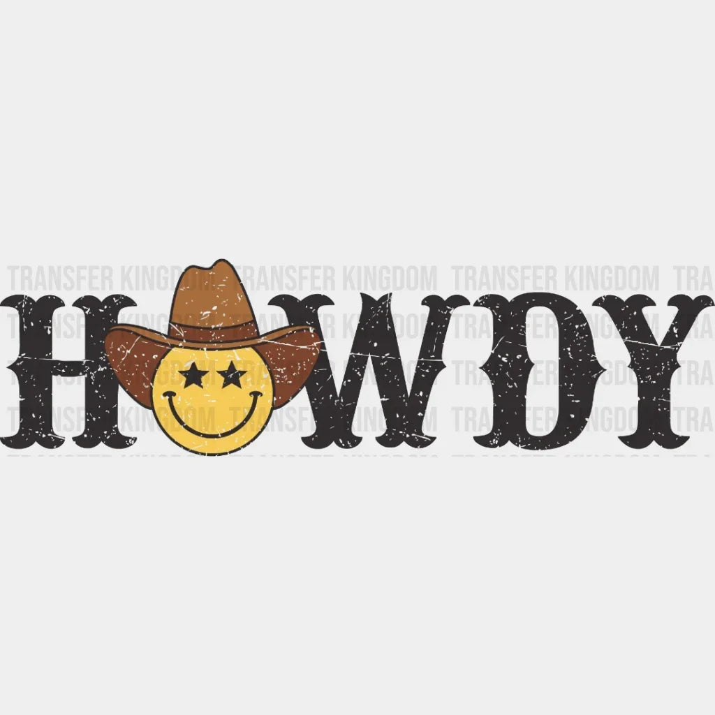 Howdy Hat Smiley Face Design - Dtf Heat Transfer