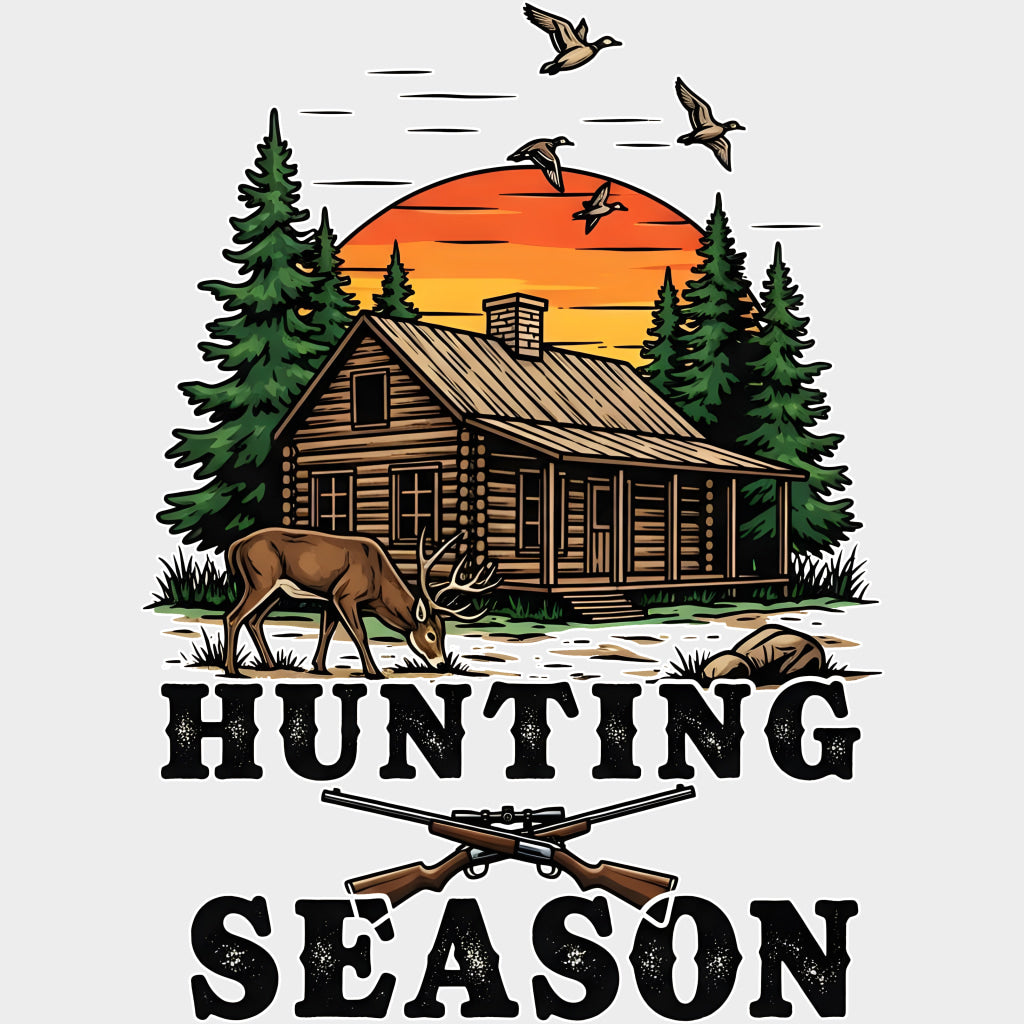 Hunting Season Cabin - Hunting DTF Transfers Adult Unisex - S & M (10’’) / Light Color Design (See Imaging)