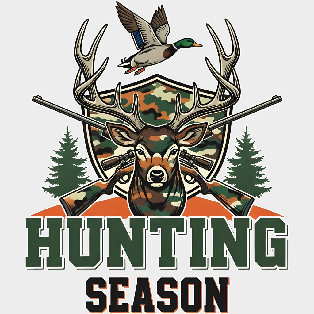 Hunting Season Green & Orange - Hunting DTF Transfers Adult Unisex - S & M (10’’) / Light Color Design (See Imaging)