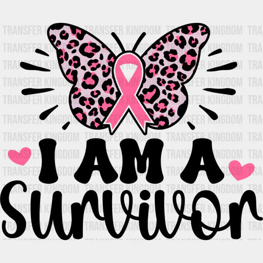 I Am A Survivor Ribbon Butterfly - Cancer DTF Transfer Unisex - S & M (10’’) Dark Color Design (See Imaging)