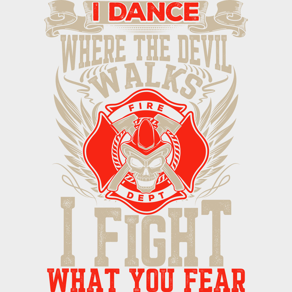 I Dance Where The Devil Walks Skull Design - Fire Department DTF Transfers Adult Unisex - S & M (10’’) / Light Color