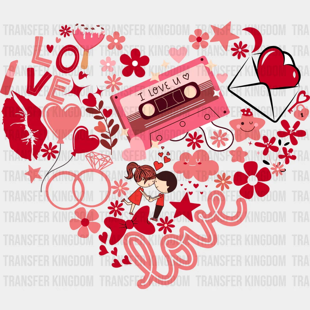 I Love You Tape Heart Valentines Day Design - Dtf Heat Transfer