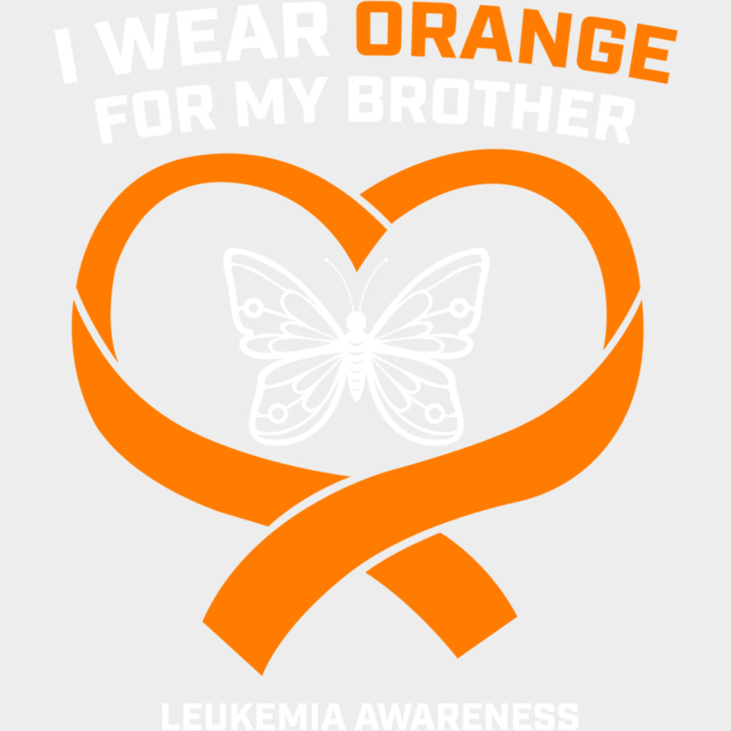 I Wear Orange For My Brother B&W Butterfly - Leukemia DTF Transfers Adult Unisex - S & M (10’’) / Light Color Design