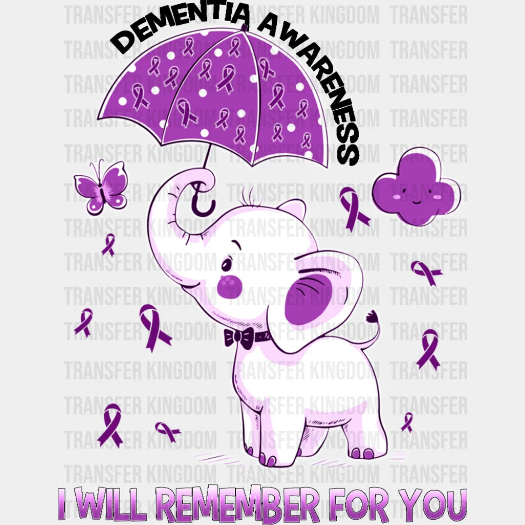 I Will Remember For You - Alzheimer’s Awareness DTF Transfer Adult Unisex - S & M (10’’) / Dark Color Design (See