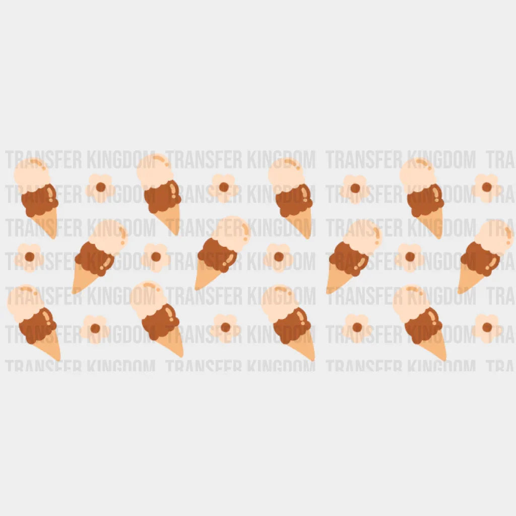 Ice Cream And Flowers Uv Dtf Transfer Cup Wrap Sticker