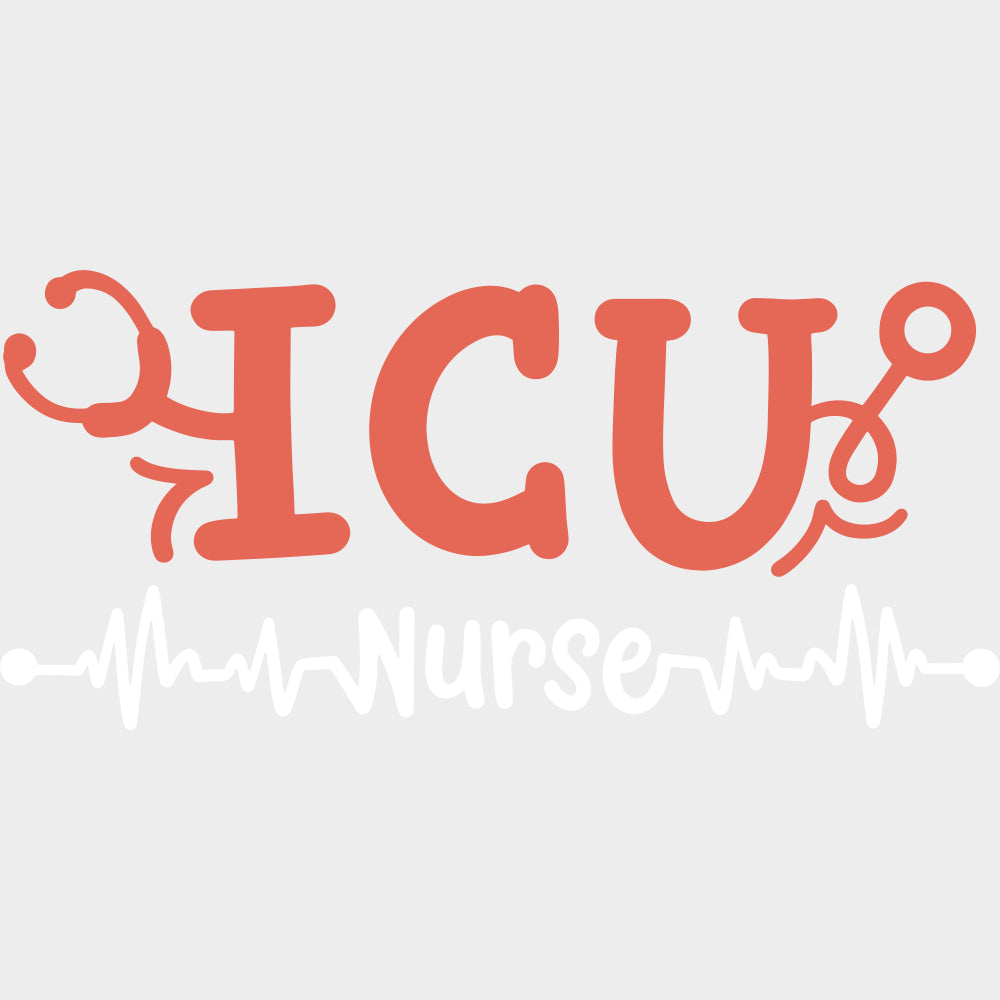 ICU Nurse B&W ECG Line - ICU DTF Transfers Adult Unisex - S & M (10’’) / Light Color Design (See Imaging)