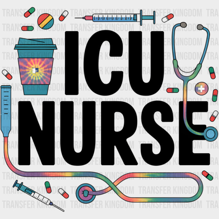 ICU Nurse, Coffee, Syringe, Stethoscope - Nurse DTF Transfers