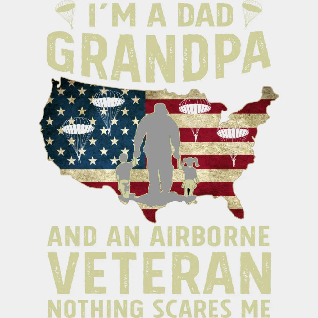I’m A Grandpa And An Airborne Veteran - Military DTF Transfer Adult Unisex - S & M (10’’) / Light Color Design (See