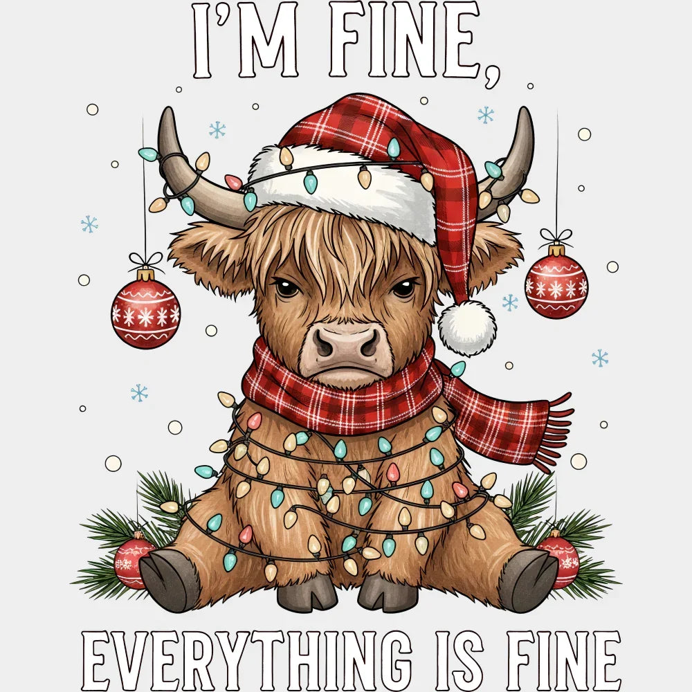 I’m Fine Everything Is Fine - Christmas DTF Transfer Adult Unisex - S & M (10’’) / Light Color Design (See Imaging)