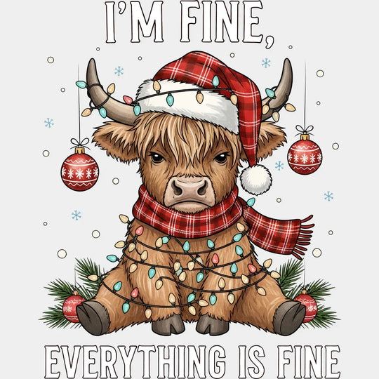 I’m Fine Everything Is Fine - Christmas DTF Transfer Adult Unisex - S & M (10’’) / Light Color Design (See Imaging)