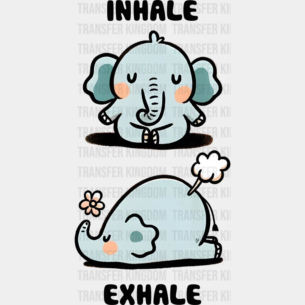 Inhale Exhale Elephant Design - Yoga Dtf Heat Transfer Unisex S & M (10’’) / Dark Color (See