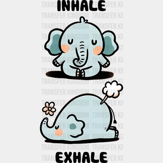 Inhale Exhale Elephant Design - Yoga Dtf Heat Transfer Unisex S & M (10’’) / Dark Color (See
