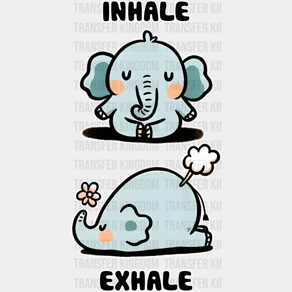 Inhale Exhale Elephant Design - Yoga Dtf Heat Transfer Unisex S & M (10’’) / Light Color (See