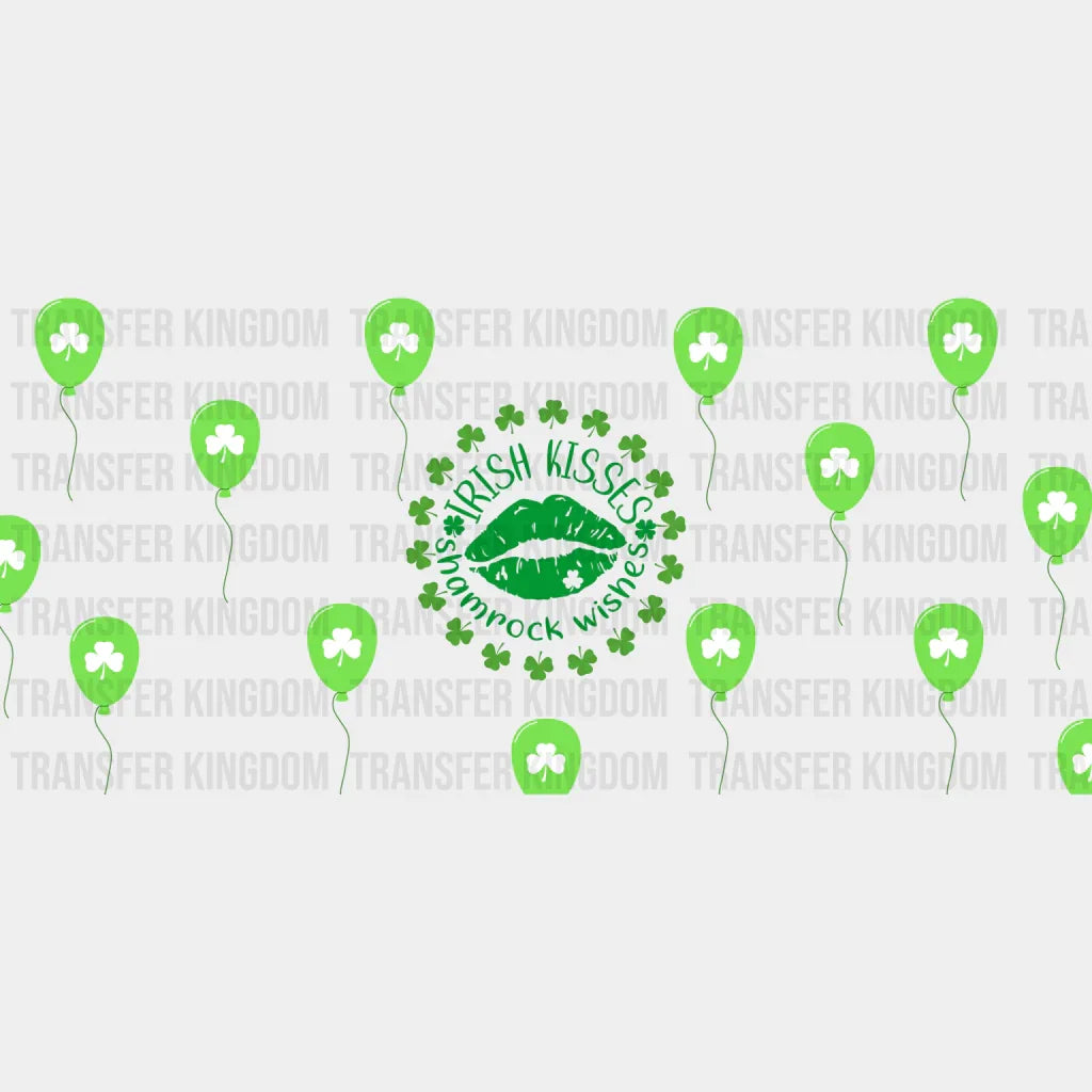Irish Kisses Shamrock Wishes - St Patrick Cup Wrap Uv Sticker Permanent Dtf Decal