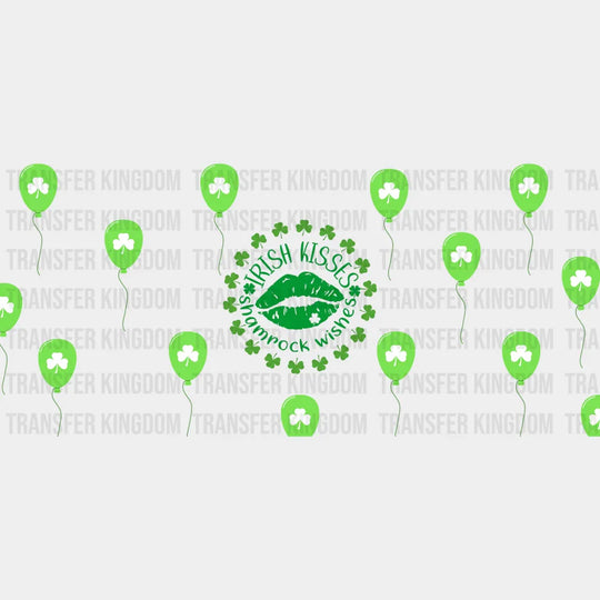 Irish Kisses Shamrock Wishes - St Patrick Cup Wrap Uv Sticker Permanent Dtf Decal