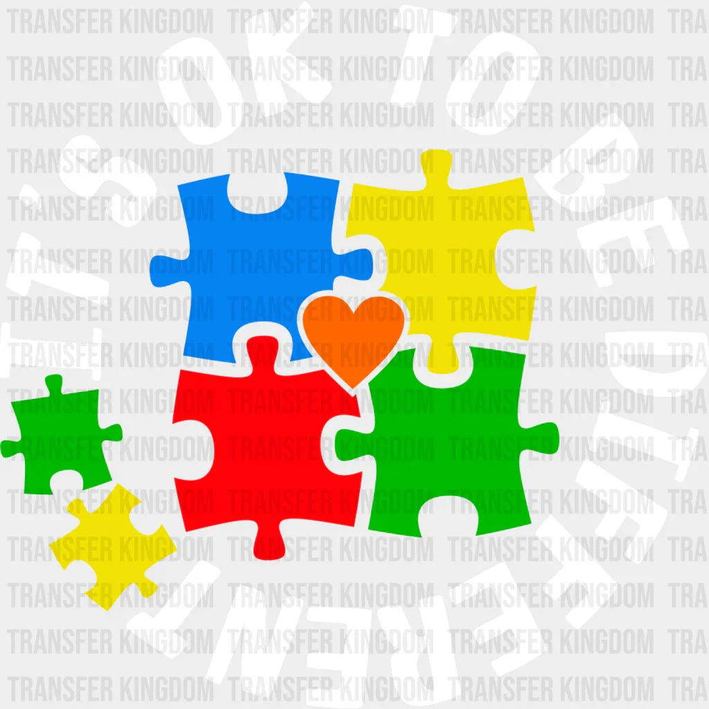 Its Ok To Be Different Autism Puzzle Design - Dtf Heat Transfer Unisex S & M ( 10 ) / Light Color