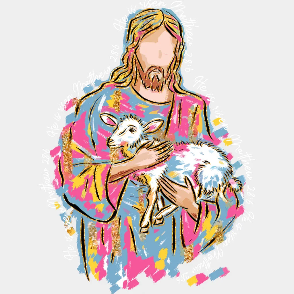 Jesus Holding A Lamb - Christianity DTF Transfer Adult Unisex - S & M (10’’) / Light Color Design (See Imaging)