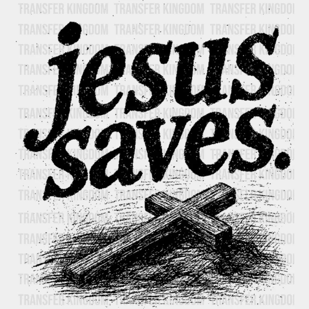 Jesus Saves Dark & Brown Design - Christianity DTF Transfer Adult Unisex - S & M (10’’) / Dark Color Design (See