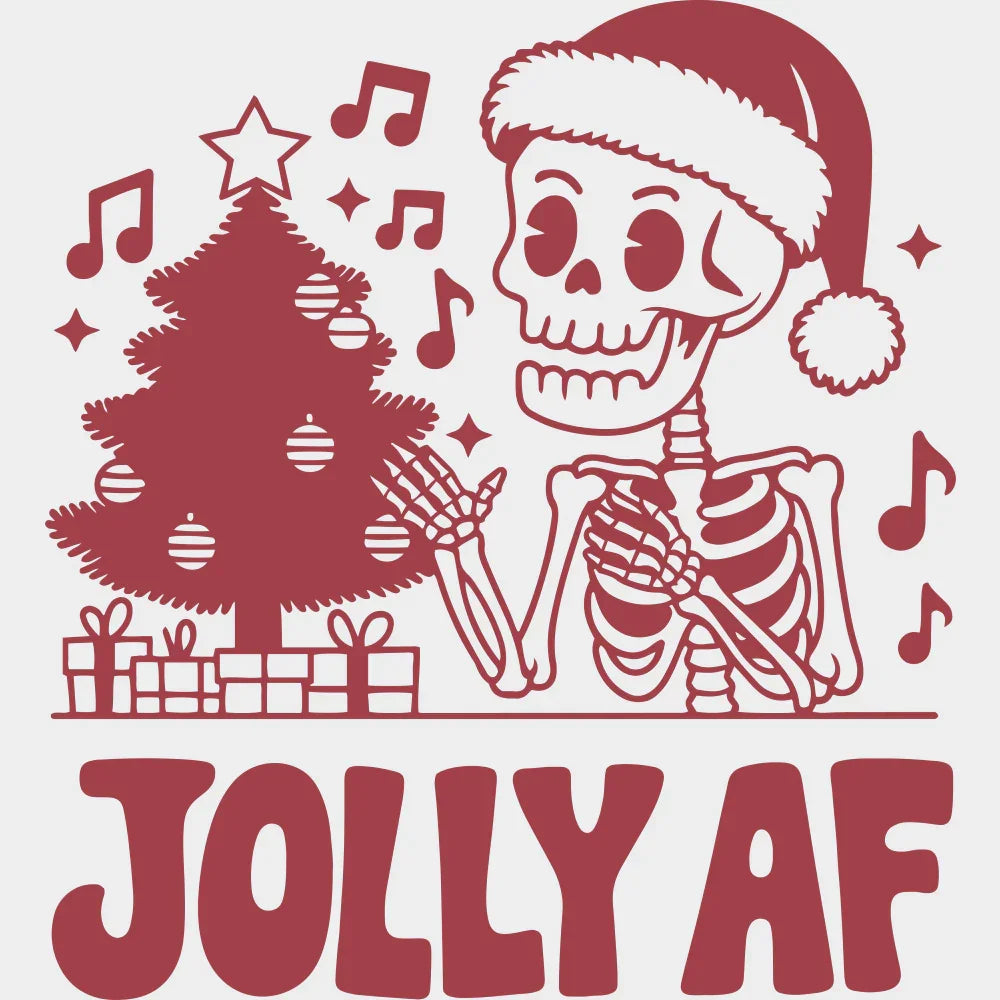 Jolly AF 4 Colors - Christmas DTF Transfer Adult Unisex - S & M (10’’) / Red Color Design (See Imaging)
