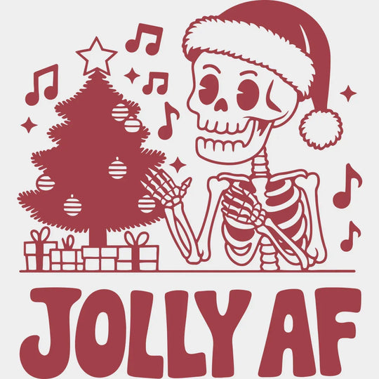 Jolly AF 4 Colors - Christmas DTF Transfer Adult Unisex - S & M (10’’) / Red Color Design (See Imaging)