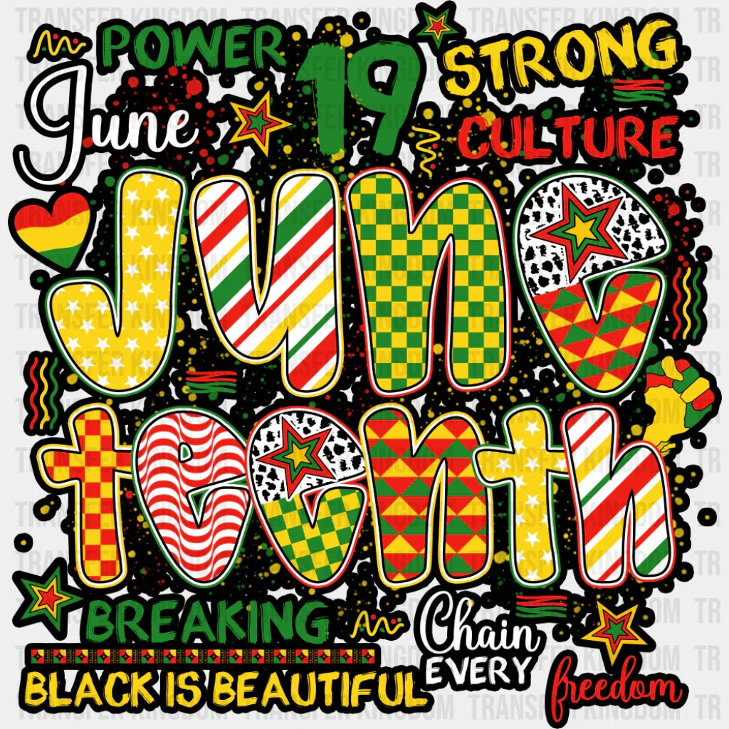 June 19 Black Is Beautiful - Juneteenth DTF Transfer Adult Unisex - S & M (10’’) / Dark Color Design (See Imaging)