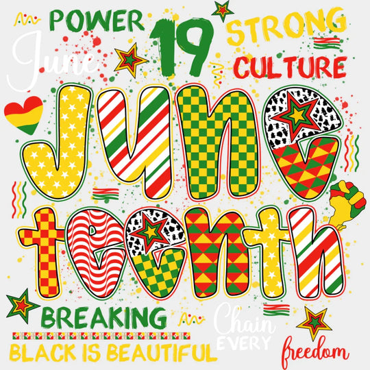 June 19 Black Is Beautiful - Juneteenth DTF Transfer Adult Unisex - S & M (10’’) / Light Color Design (See Imaging)