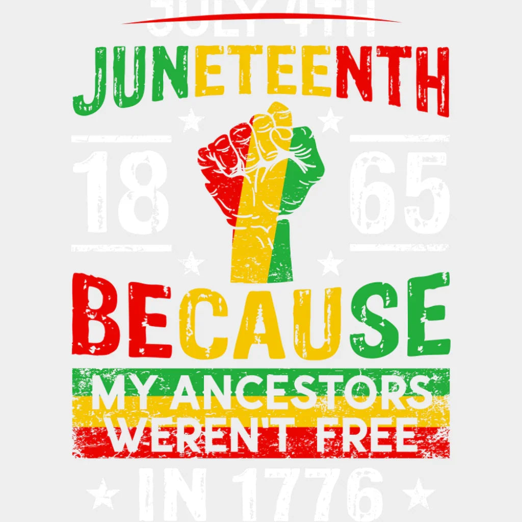 Juneteenth 1865 Because My Ancestors Weren’t Free - Juneteenth DTF Transfer Adult Unisex - S & M (10’’) / Light Color