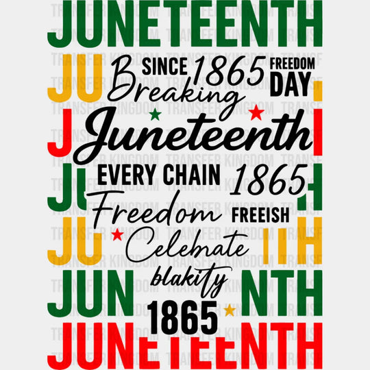 Juneteenth B&W Design - Juneteenth DTF Transfer Adult Unisex - S & M (10’’) / Dark Color Design (See Imaging)