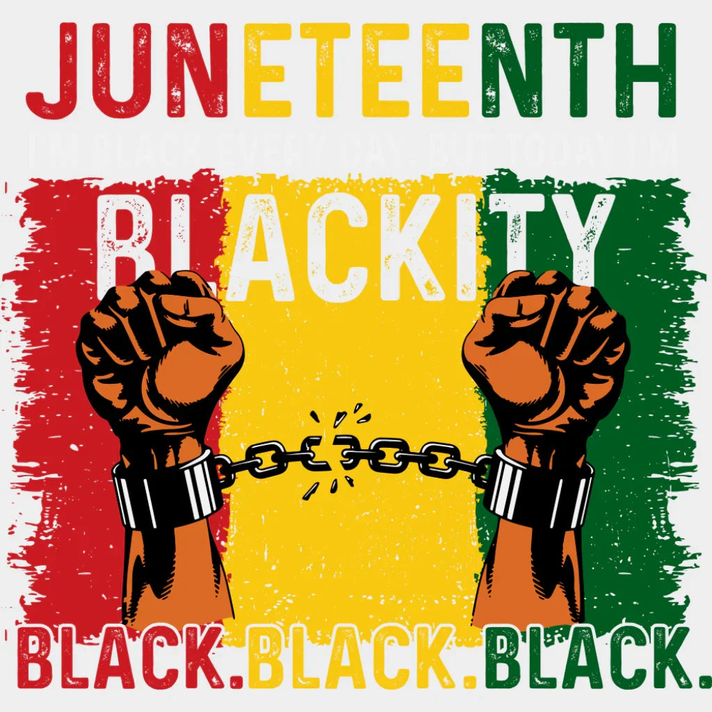 Juneteenth Blackity Black Black Black - Juneteenth DTF Transfer Adult Unisex - S & M (10’’) / Light Color Design (See