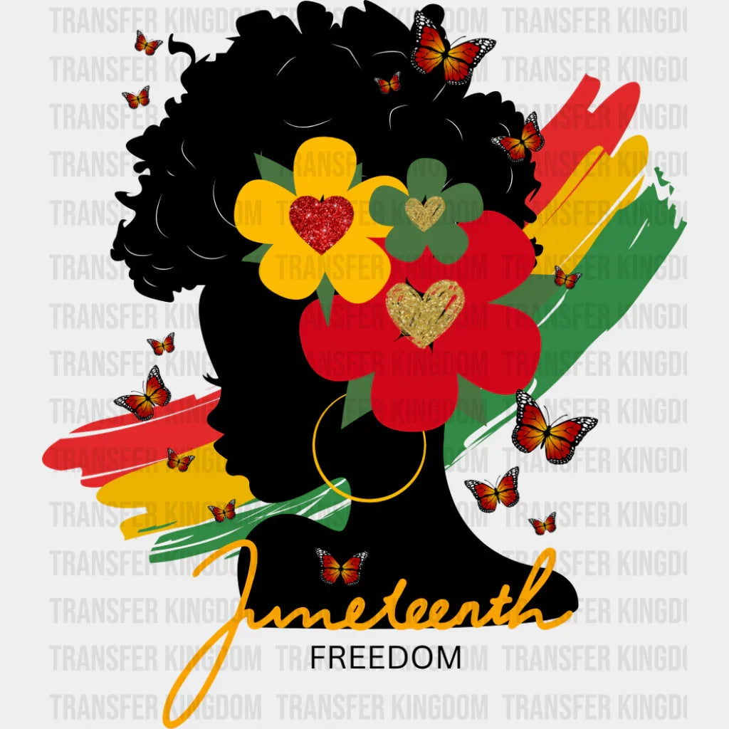 Juneteenth Freedom Flowers - Juneteenth DTF Transfer Adult Unisex - S & M (10’’) / Dark Color Design (See Imaging)