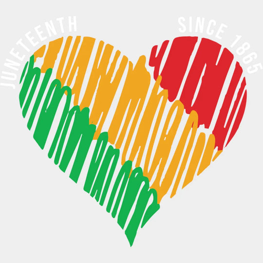 Juneteenth Green Yellow Red Heart - Juneteenth DTF Transfer Adult Unisex - S & M (10’’) / Light Color Design (See