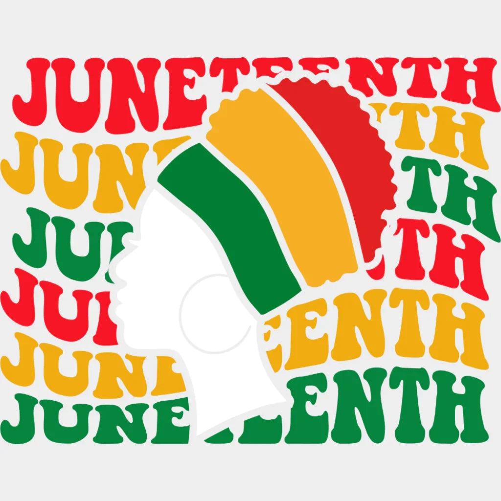 Juneteenth Woman B&W Design - Juneteenth DTF Transfer Adult Unisex - S & M (10’’) / Light Color Design (See Imaging)