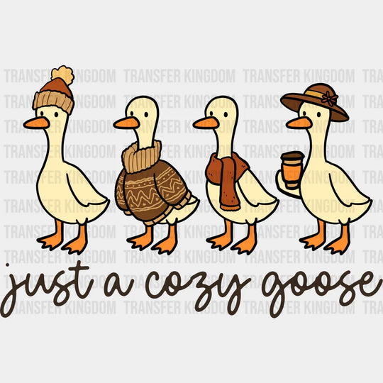 Just A Cozy Goose B&W - Fall DTF Transfer Adult Unisex - S & M (10’’) / Dark Color Design (See Imaging)