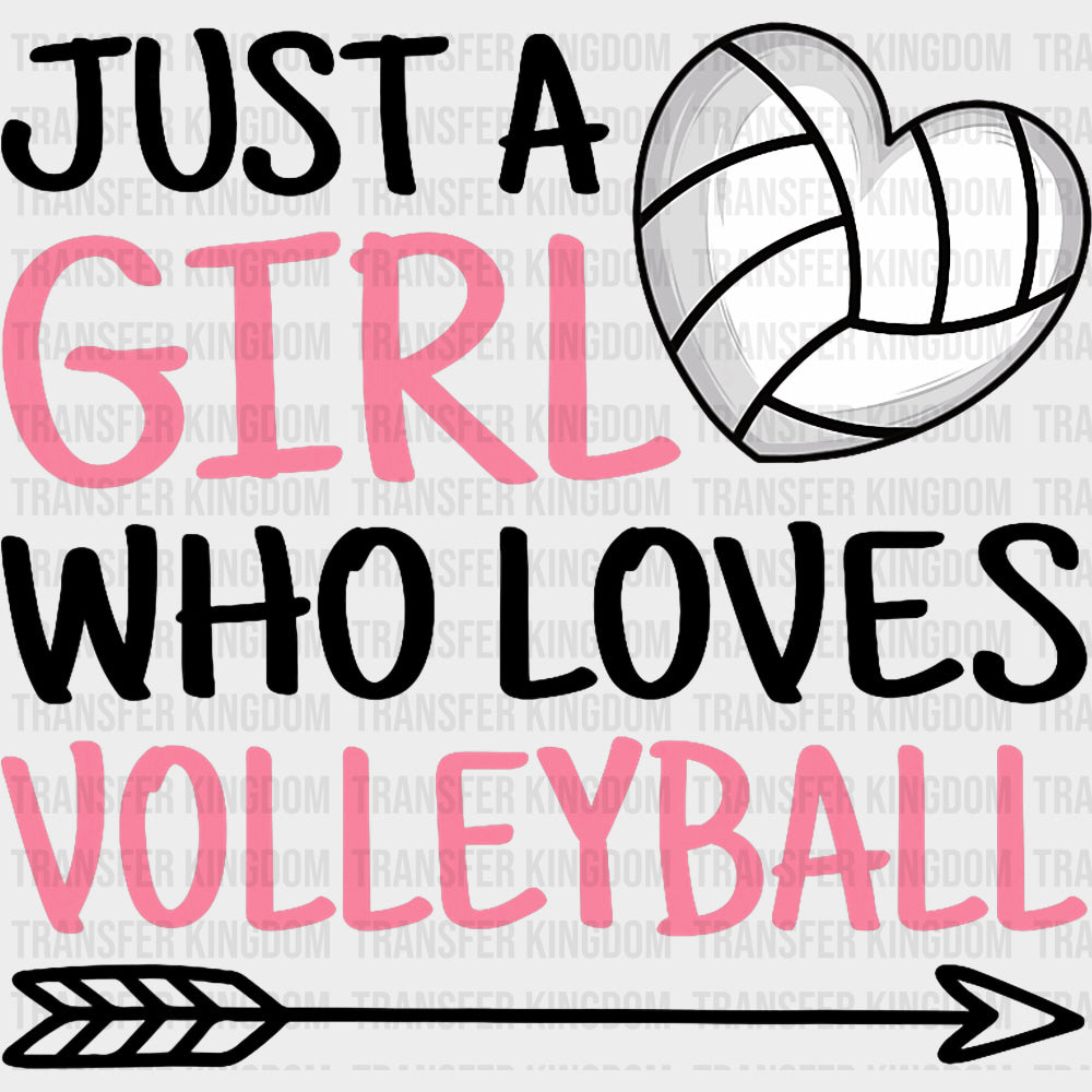 Just A Girl Who Loves Volleyball, Pink - Volleyball DTF Transfers transfer-kingdom Dark Color Design (See Imaging)