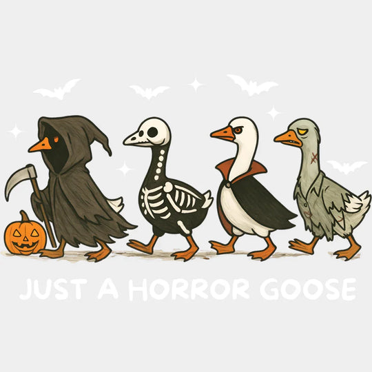 Just A Horror Goose & Bats Halloween DTF Transfer Adult Unisex S & M (10’’) / Light Color Design (See Imaging)
